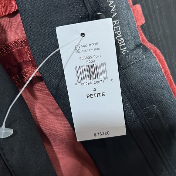 Banana Republic Red Pleated Slash Pocket Wide-Leg Pants Petite Size 4 - Picture 10 of 12